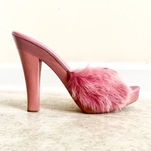 Pink Fur Heels, size 7